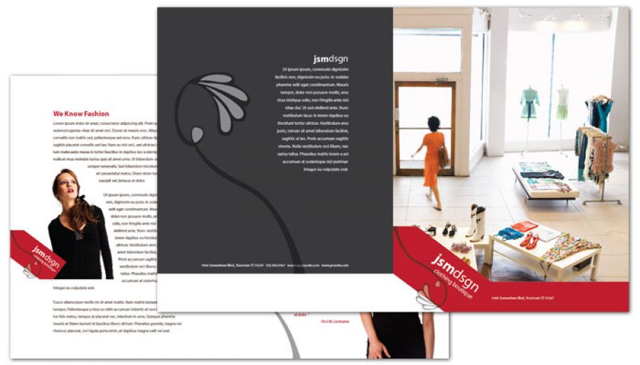 Clothing Boutique Fashion Stylist Half Fold Brochure Design Layout